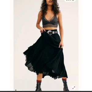 Free People One Cypress Ruffle Skirt in Black